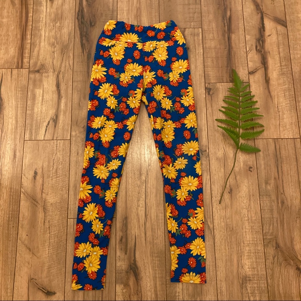 🪴3/$15 LuLaRoe tween sunflower blue leggings
